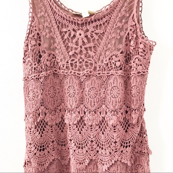 Staring At Stars Muave Crocheted Dress-Please read description regarding sizing! - Picture 3 of 6